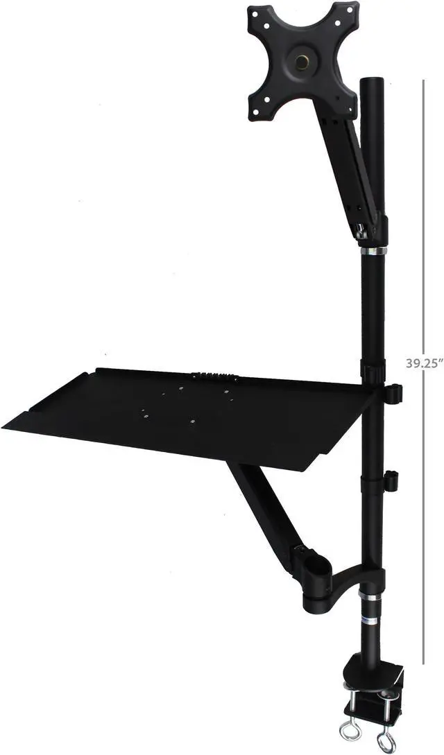 Alt view image 4 of 8 - MonMount SSW001 Adjustable Sit Stand Workstation Gas Spring Keyboard Tray C Clamp Mount, Black
