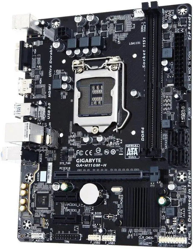 Alt view image 6 of 11 - GIGABYTE GA-H110M-H LGA 1151 Intel H110 HDMI SATA 6Gb/s USB 3.0 Micro ATX Intel Motherboard