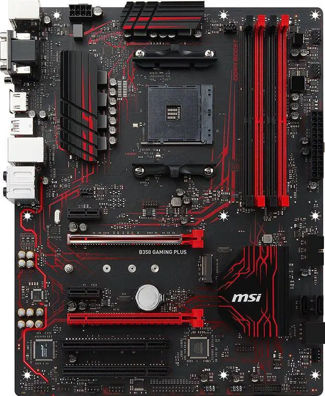 Alt view image 10 of 12 - MSI Motherboard B350 GAMING PLUS AMD RYZEN AM6 AMD B350 Chipset  64GB 2 x DDR4 memory slots support up to 32GB 1 x PCIe 3.0 x16 slots 4 x SATA 6Gb/s ports