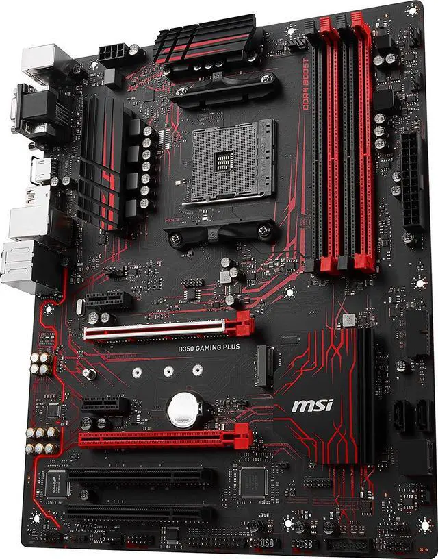 Alt view image 9 of 12 - MSI Motherboard B350 GAMING PLUS AMD RYZEN AM6 AMD B350 Chipset  64GB 2 x DDR4 memory slots support up to 32GB 1 x PCIe 3.0 x16 slots 4 x SATA 6Gb/s ports