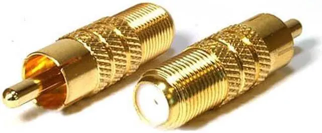 Alt view image 3 of 4 - Monoprice 2-Port Coaxial, RCA Audio/Video Adapter, Gold Gold   4130