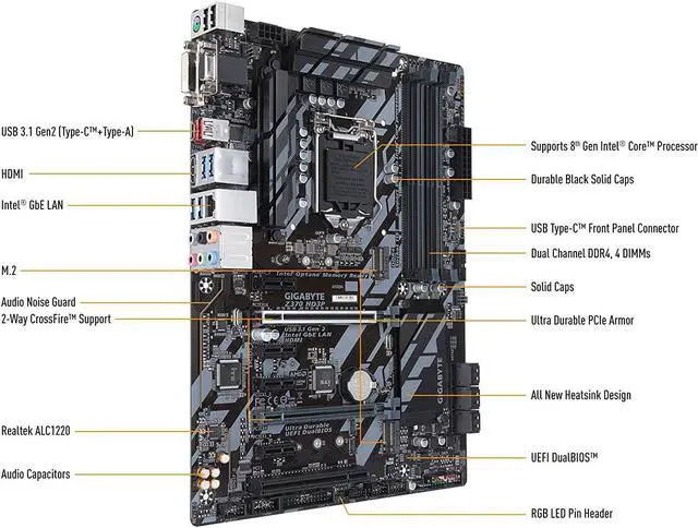 Alt view image 4 of 5 - GIGABYTE Z370 HD3P (rev. 1.0) LGA1151 (300 Series) Intel HDMI SATA 6Gb/s USB 3.1 ATX Motherboard