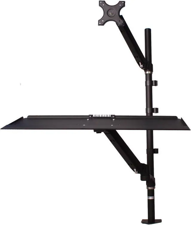 Main image of MonMount SSW001 Adjustable Sit Stand Workstation Gas Spring Keyboard Tray C Clamp Mount, Black