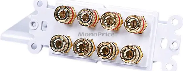Alt view image 8 of 11 - Monoprice High Quality Banana Binding Post Two-Piece Inset Wall Plate For 4 Speakers - Coupler Type