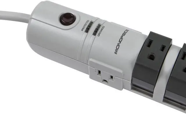 Alt view image 8 of 20 - Monoprice Power & Surge - 8 Outlet Rotating Surge Strip - Gray | UL Rated 2, 160 Joules with Grounded and Protected Light Indicator
