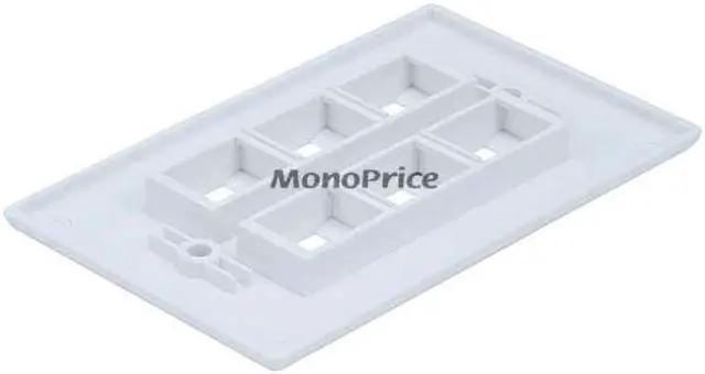 Alt view image 2 of 11 - Monoprice 6-Hole 1-Gang Keystone Wall Plate - White