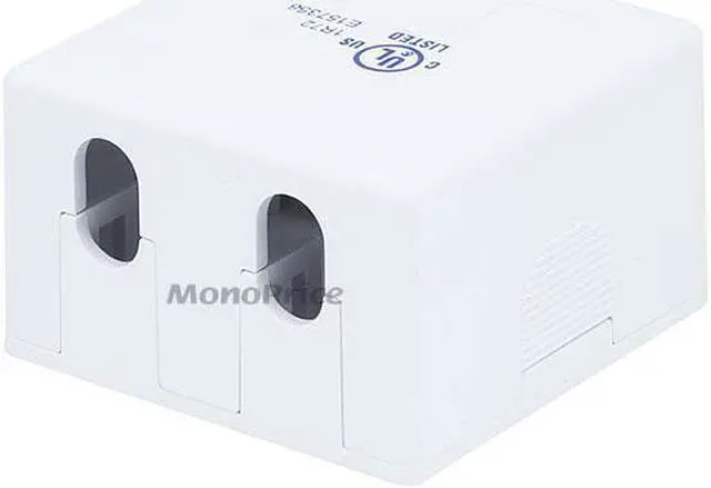 Alt view image 2 of 10 - Monoprice 2-port Keystone Surface Mount Box - White