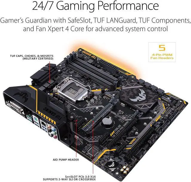 Alt view image 3 of 6 - ASUS TUF Z370-PRO GAMING LGA1151 DDR4 HDMI DVI M.2 Z370 ATX Motherboard USB 3.1 for 8th Generation Intel Core Processors