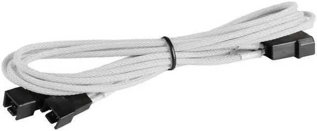 Main image of White 4-pin to 2x 3-Pin Fan Braided Power Cord Cable Adapter PC Computer