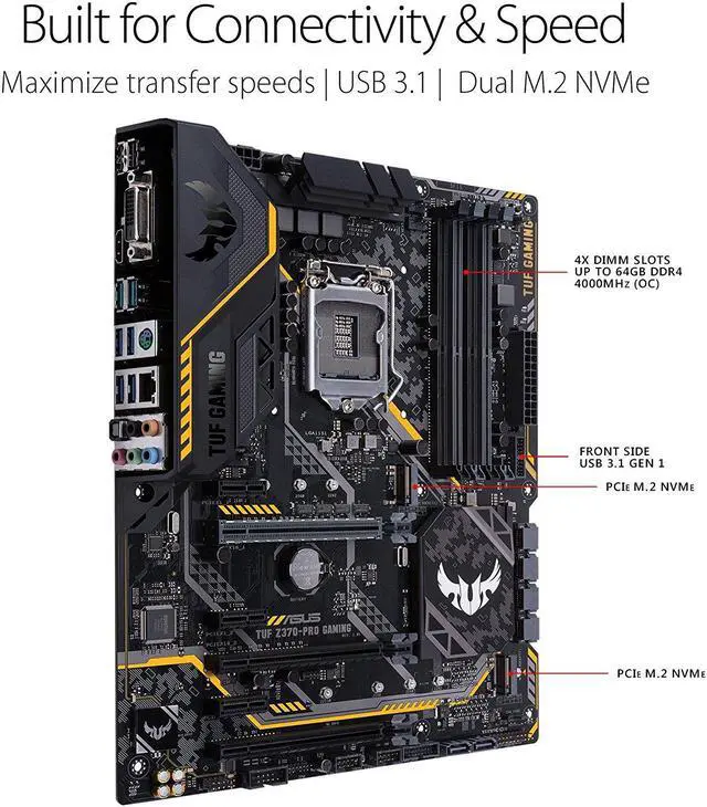 Alt view image 4 of 6 - ASUS TUF Z370-PRO GAMING LGA1151 DDR4 HDMI DVI M.2 Z370 ATX Motherboard USB 3.1 for 8th Generation Intel Core Processors