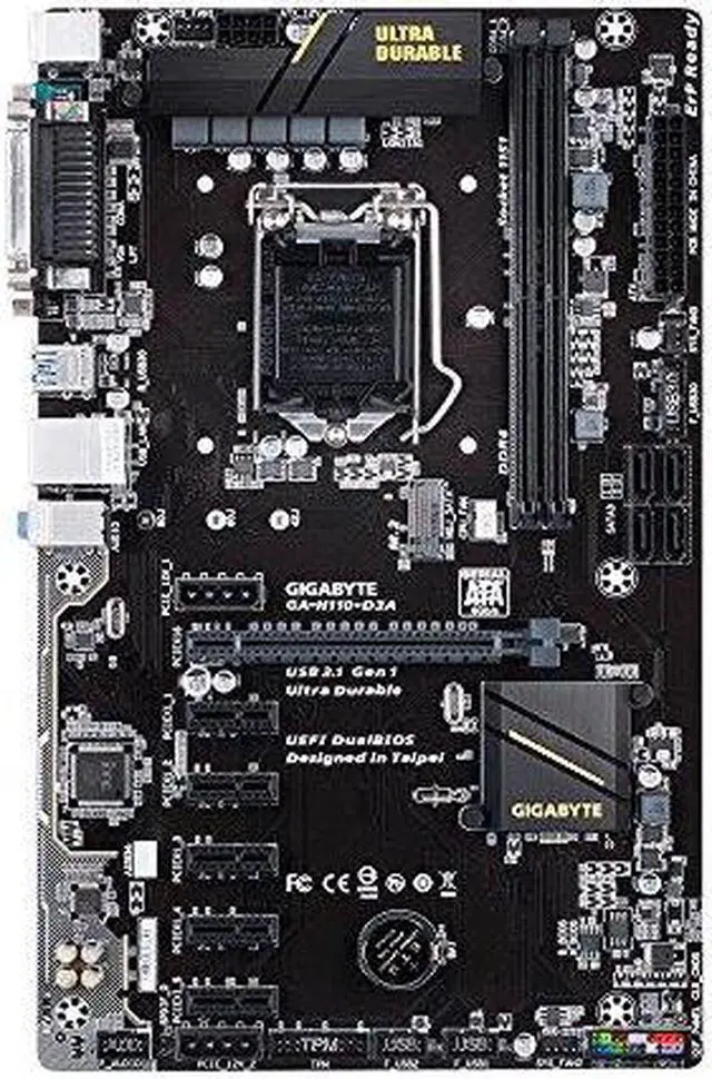 Alt view image 6 of 8 - GIGABYTE GA-H110-D3A (rev. 1.0) LGA 1151 Intel H110 SATA 6Gb/s USB 3.1 ATX Intel Motherboard for Cryptocurrency Mining (BTC)
