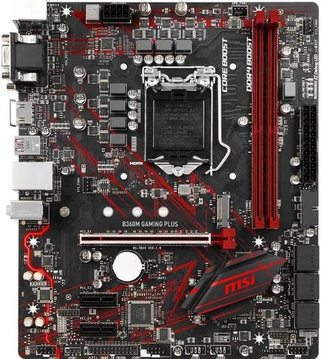 Alt view image 3 of 12 - MSI B360M GAMING PLUS LGA 1151 (300 Series) Intel B360 SATA 6Gb/s Micro ATX Intel Motherboard