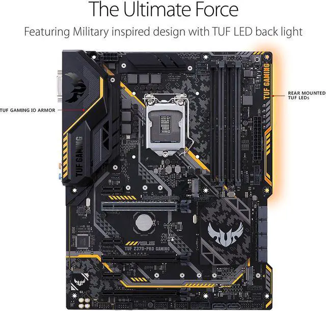 Alt view image 2 of 6 - ASUS TUF Z370-PRO GAMING LGA1151 DDR4 HDMI DVI M.2 Z370 ATX Motherboard USB 3.1 for 8th Generation Intel Core Processors