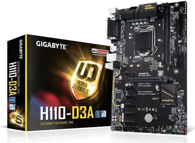 Alt view image 4 of 8 - GIGABYTE GA-H110-D3A (rev. 1.0) LGA 1151 Intel H110 SATA 6Gb/s USB 3.1 ATX Intel Motherboard for Cryptocurrency Mining (BTC)