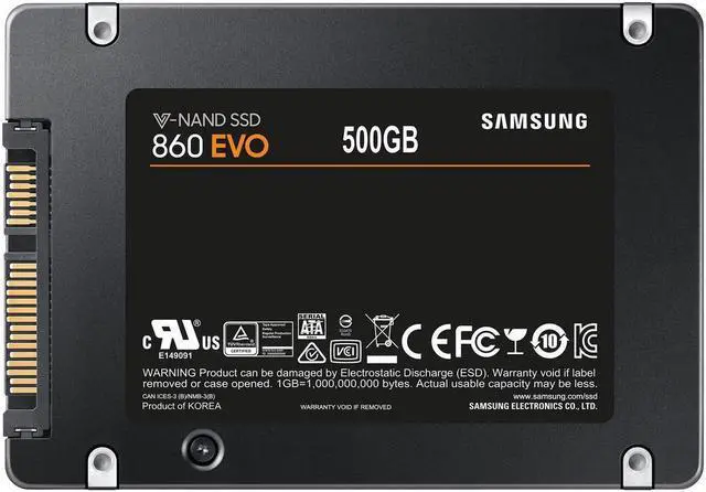 Alt view image 6 of 6 - Samsung 860 EVO MZ-76E500B/AM 500 GB 2.5" Internal Solid State Drive - SATA - 550 MB/s Maximum Read Transfer Rate - 520 MB/s Maximum Write Transfer Rate - 256-bit Encryption Standard