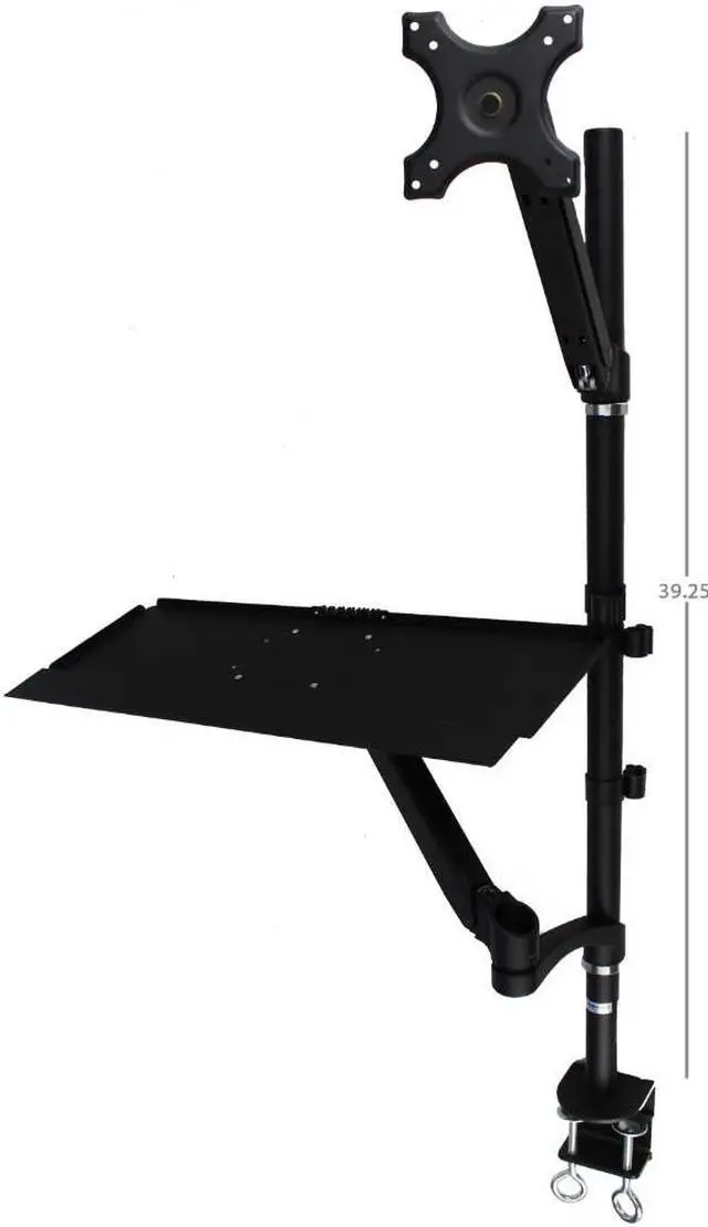 Alt view image 6 of 8 - MonMount SSW001 Adjustable Sit Stand Workstation Gas Spring Keyboard Tray C Clamp Mount, Black