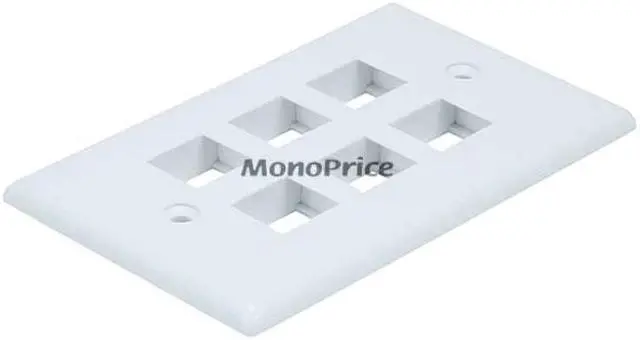 Main image of Monoprice 6-Hole 1-Gang Keystone Wall Plate - White