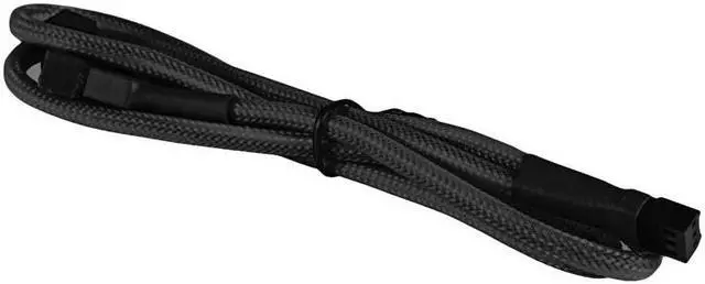 Main image of Black Sleeved 3-Pin Fan Cable Y Splitter Extension with Black Connectors (12" Length)