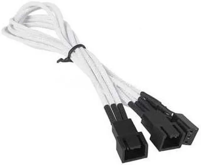 Main image of NZXT CBW-3P-Y 300mm 3 Pin Fan Y Cable to 2 Male to Female Cable White Braided