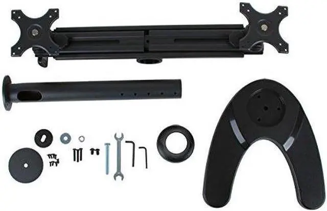 Alt view image 5 of 8 - Dual Monitor Stand, Free Standing Sliding Arm Monitor Mount for Two LCD Screens