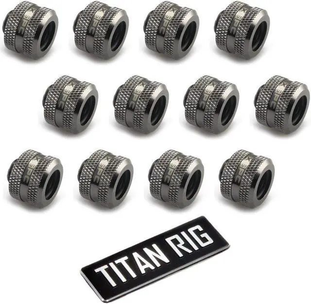 Alt view image 8 of 14 - XSPC G1/4" to 10mm ID, 14mm OD Rigid Tubing Fitting, Black Chrome, 12-pack