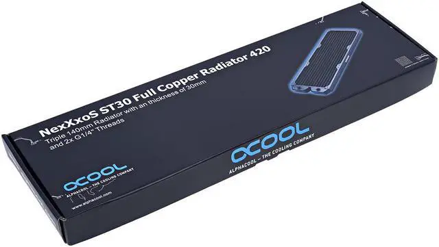 Alt view image 8 of 14 - Alphacool NexXxos ST30 Full Copper Radiator 420, 140mm x 3, Triple Fan, Black