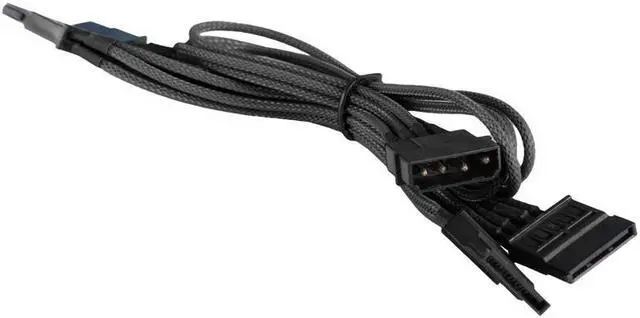 Main image of 4-Pin to 4x SATA Power Splitter Cable - Sleeved - Black Color