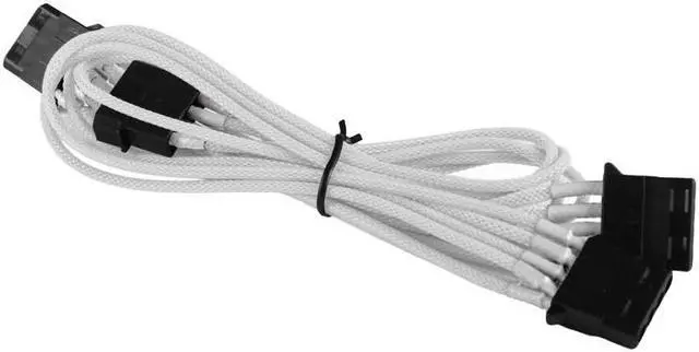 Main image of White to 3 x 4-pin Cable Cord Premium Braided Adapter PC Computer