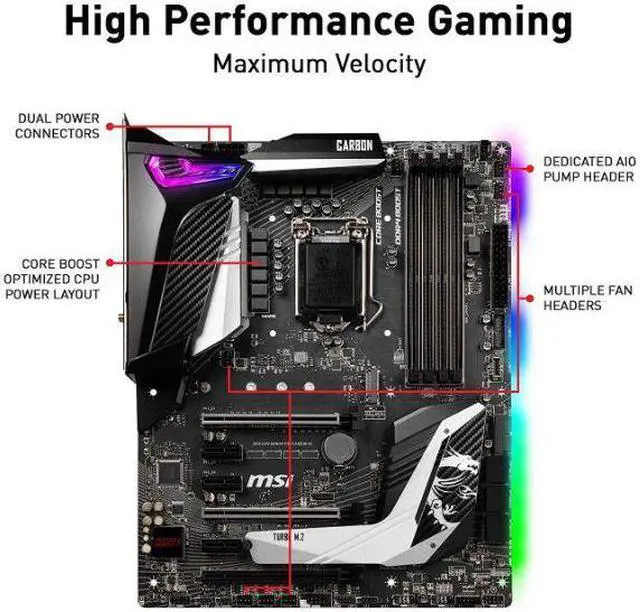 Alt view image 3 of 13 - [RefurbNA] MSI MPG Z390 GAMING PRO CARBON AC LGA 1151 Intel Z390  ATX Motherb
