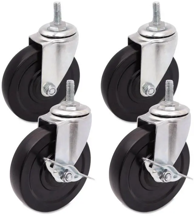 Alt view image 2 of 18 - Alera SW690004 Optional Casters for Wire Shelving, 200 lbs/Caster, Gray/Black, 4/Set