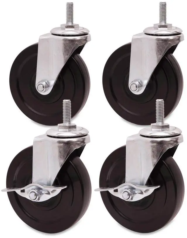 Alt view image 8 of 18 - Alera SW690004 Optional Casters for Wire Shelving, 200 lbs/Caster, Gray/Black, 4/Set