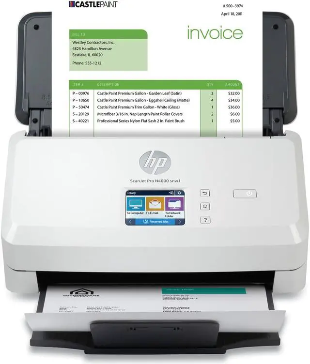 Alt view image 2 of 20 - HP Scanjet Pro N4000 snw1 Sheet-Feed Scanner (6FW08A)