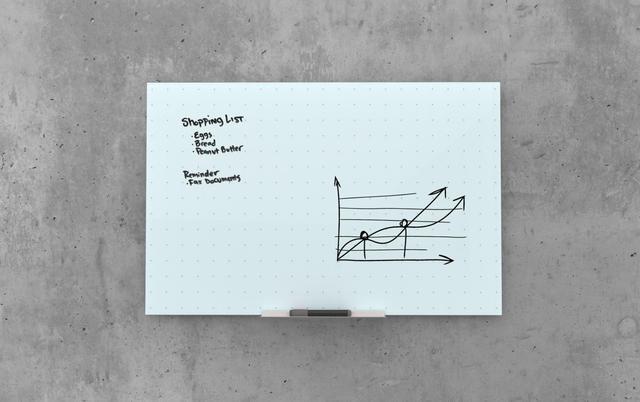 Alt view image 5 of 12 - Floating Glass Ghost Grid Dry Erase Board, 36 x 24 Inches, White Frosted Surface, Frameless UBR2798U0001
