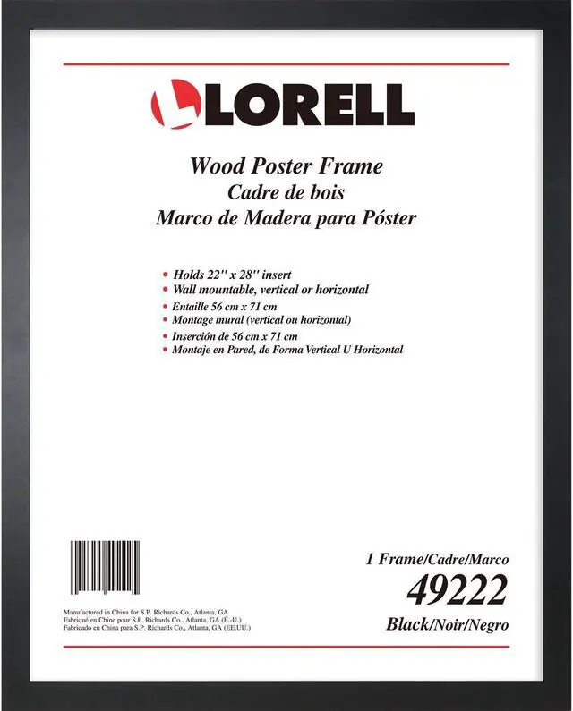 Alt view image 2 of 3 - Lorell Solid Wood Poster Frame - 22" x 28" Frame Size - Rectangle - Wall Mountable - Horizontal, Vertical - 1 Each - Solid Wood - Black