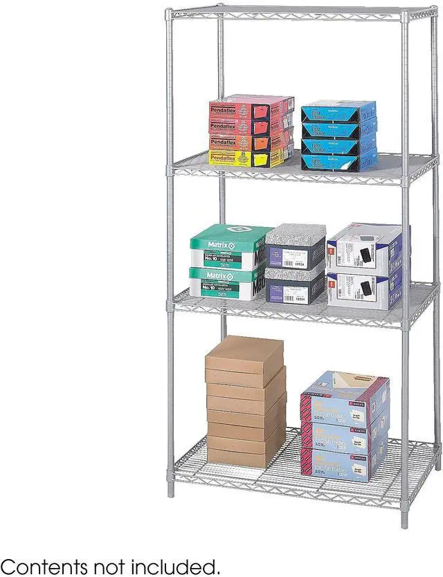 Alt view image 6 of 6 - Safco 5288GR Industrial Wire Shelving - Four-Shelf - 36w x 24d x 72h - Metallic Gray