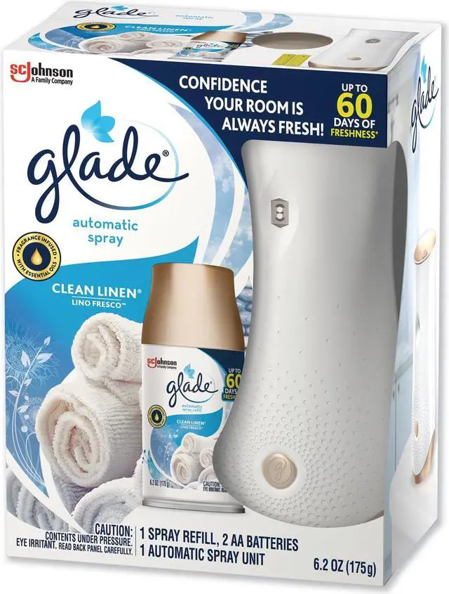 Alt view image 4 of 15 - Glade Automatic Air Freshener Starter Kit Spray Unit & Refill Clean Linen