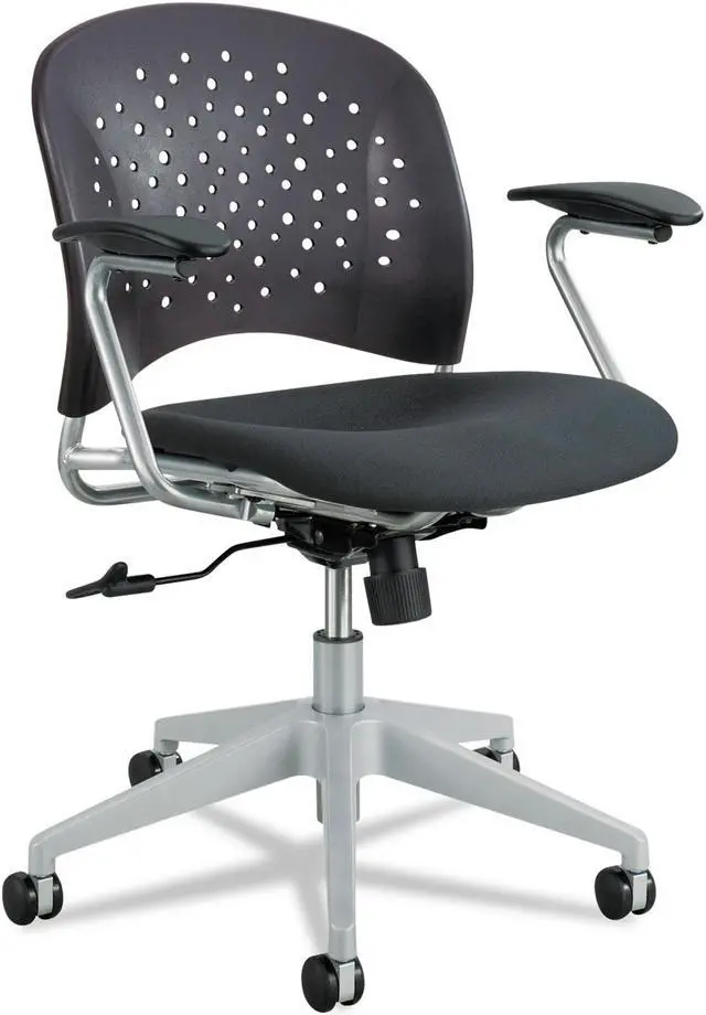 Alt view image 4 of 4 - Reve Series Task Chair, Round Plastic Back, Polyester Seat, Black Seat/back