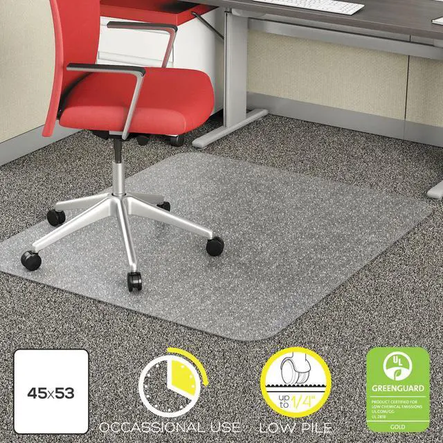 Alt view image 5 of 19 - Deflecto CM11242COM 45 x 53 in. EconoMat Occasional Use Chair Mat for Low Pile Carpet, Rectangular - Clear
