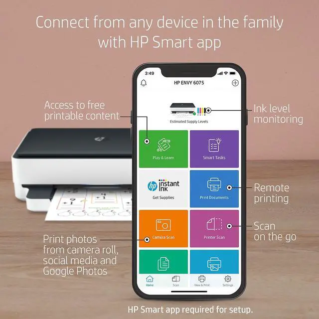 Alt view image 3 of 7 - HP ENVY 6075 Wireless All-in-One Printer, Includes 2 Years of Ink Delivered, Mobile Print, Scan & Copy (8QQ97A)