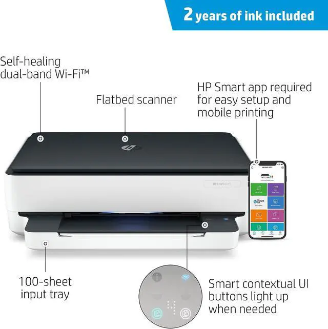 Alt view image 5 of 7 - HP ENVY 6075 Wireless All-in-One Printer, Includes 2 Years of Ink Delivered, Mobile Print, Scan & Copy (8QQ97A)