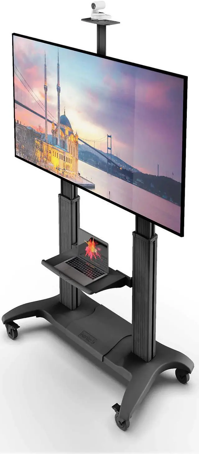 Alt view image 16 of 20 - Kanto MTMA100PL Height Adjustable Mobile TV Stand with Adjustable Shelf for 60-inch to 100-inch TVs