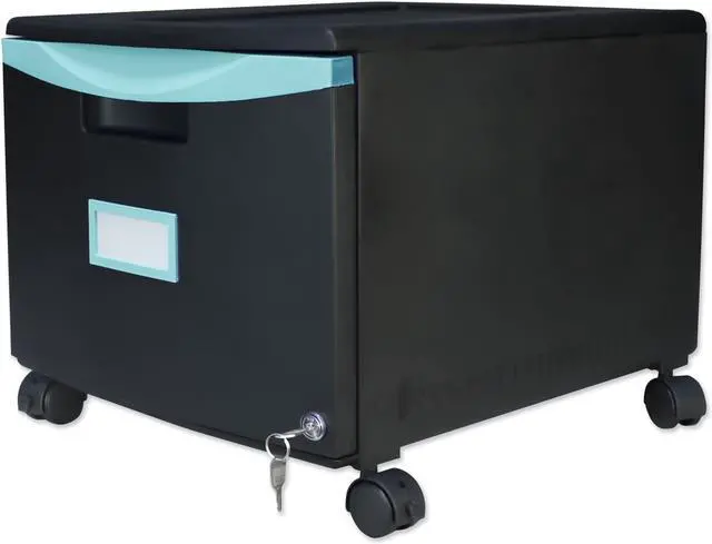 Alt view image 2 of 18 - Storex Single-Drawer Mobile Filing Cabinet 14.75wx18.25dx12.75h Black/Teal