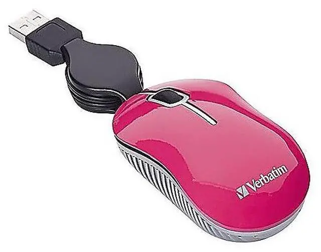 Alt view image 6 of 10 - Verbatim 98618 Mini Travel Mouse Commuter Series - Mouse - Optical - Wired - Usb - Pink