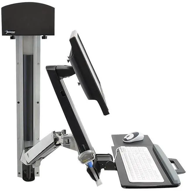 Alt view image 2 of 9 - ERGOTRON 45-273-026 StyleView Sit-Stand Combo System with Small CPU Holder (Polished Aluminum)