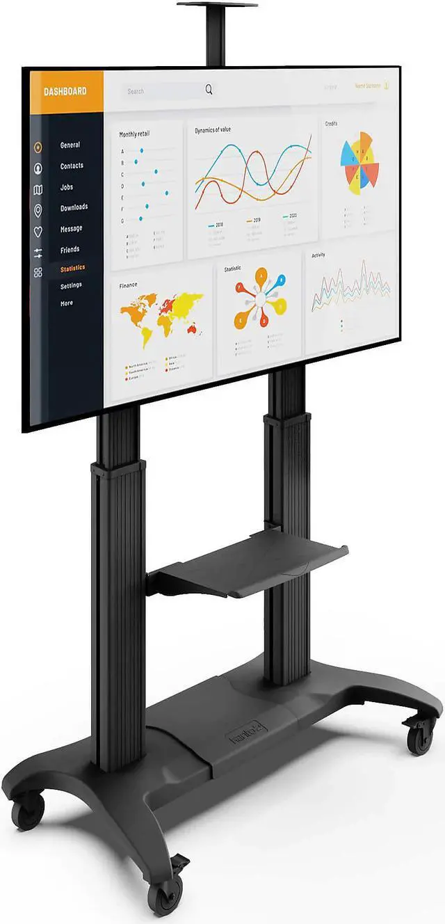 Alt view image 15 of 20 - Kanto MTMA100PL Height Adjustable Mobile TV Stand with Adjustable Shelf for 60-inch to 100-inch TVs