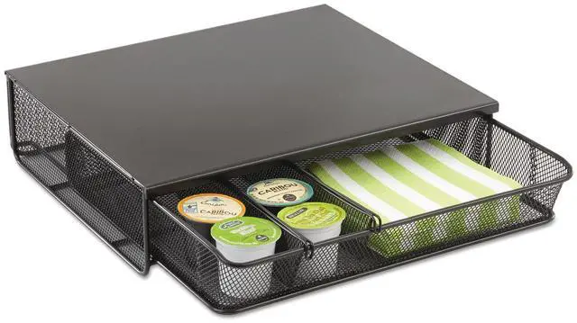Alt view image 8 of 20 - Safco 1 Drawer Hospitality Organizer 5 Compartments 12 1/2 x 11 1/4 x 3 1/4 Bk 3274BL