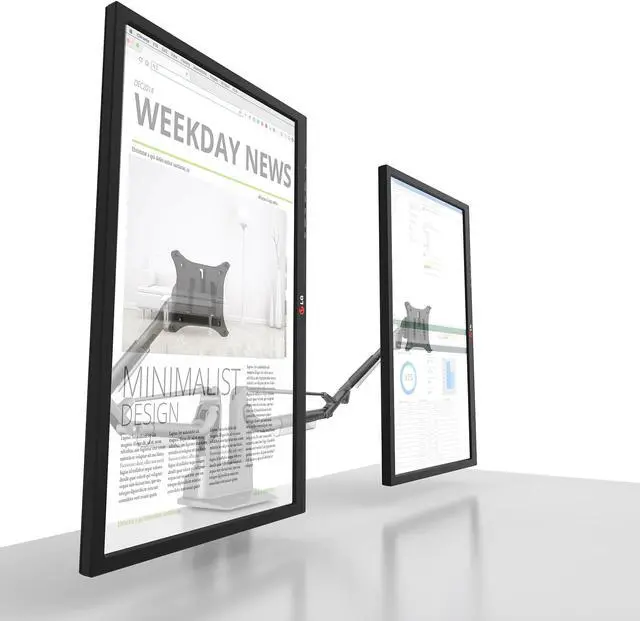 Alt view image 18 of 19 - Kanto DMS2000S Dual-Monitor Desktop Mount for 17-inch to 32-inch Displays - Silver