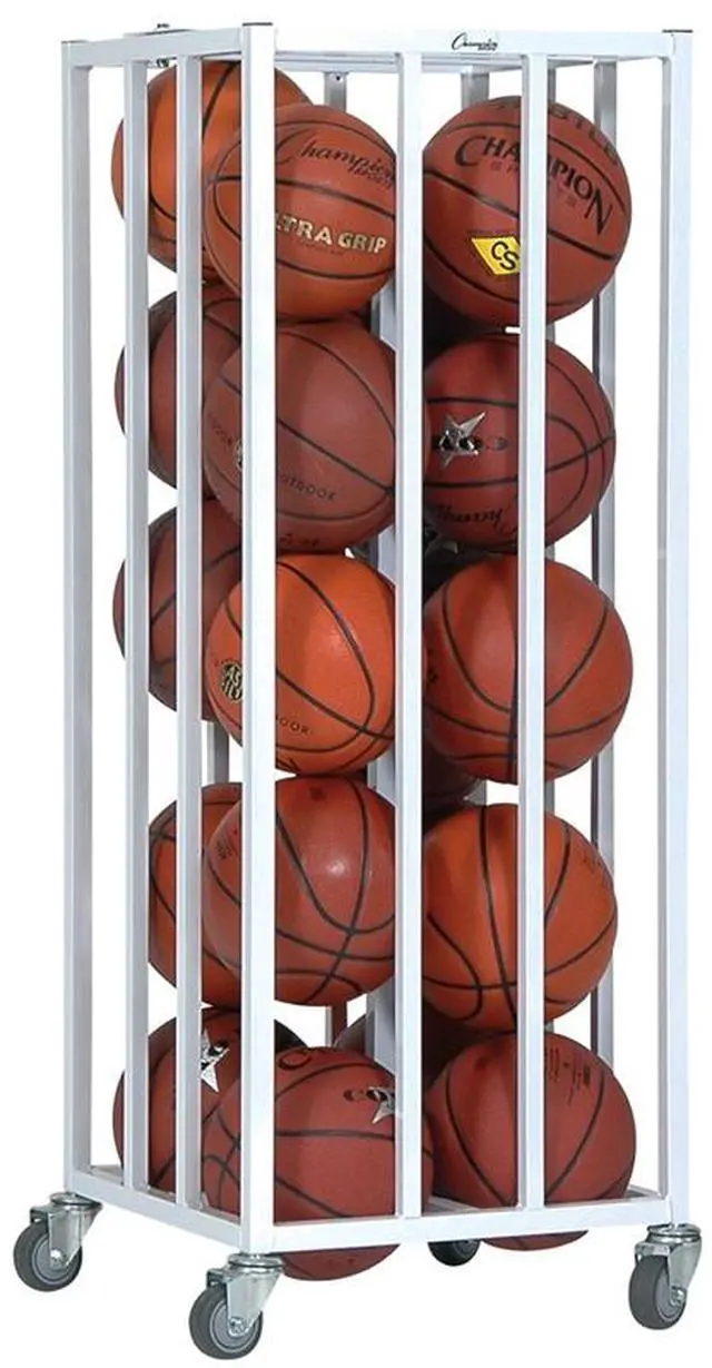 Alt view image 5 of 5 - Champion Sports 20BC Deluxe Vertical Ball Cage - Fits Approximately 20 Balls - Metal - White