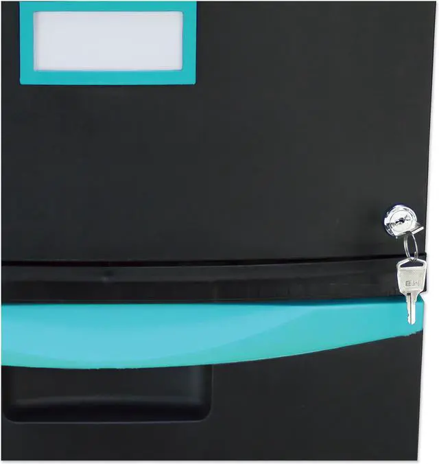 Alt view image 3 of 18 - Storex Single-Drawer Mobile Filing Cabinet 14.75wx18.25dx12.75h Black/Teal