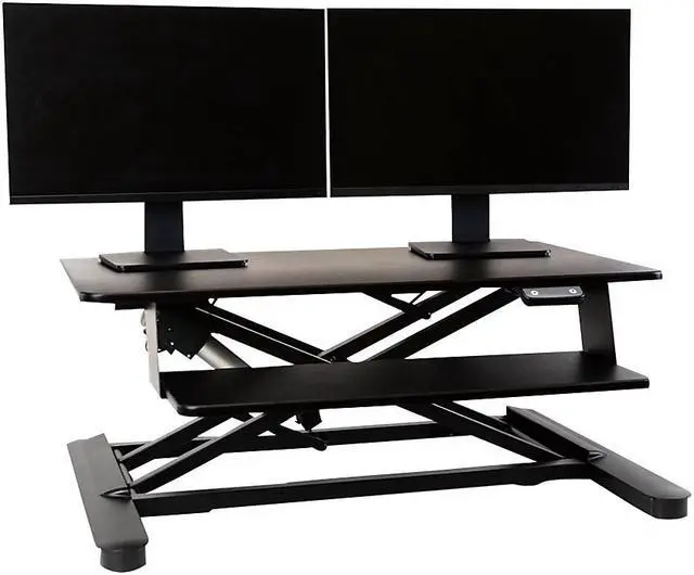 Alt view image 12 of 20 - Ergotech - FDM-E-DESK - Electric Sit Stand Desktop Converter Designed W/36 Upper Display Surfacea And Lo
